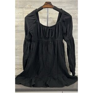 New Francesca's Black Juliet Puff Long Sleeve Mini Dress Holiday Small S‎ NWT